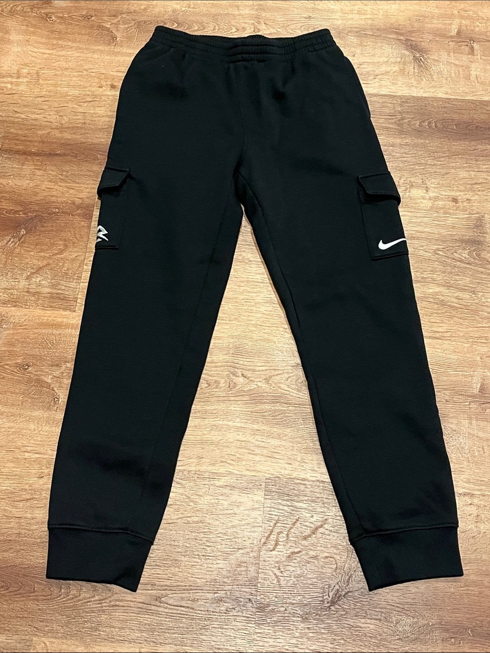 Nike Black Kids Cargo Joggers with White Swoosh large 12-13y